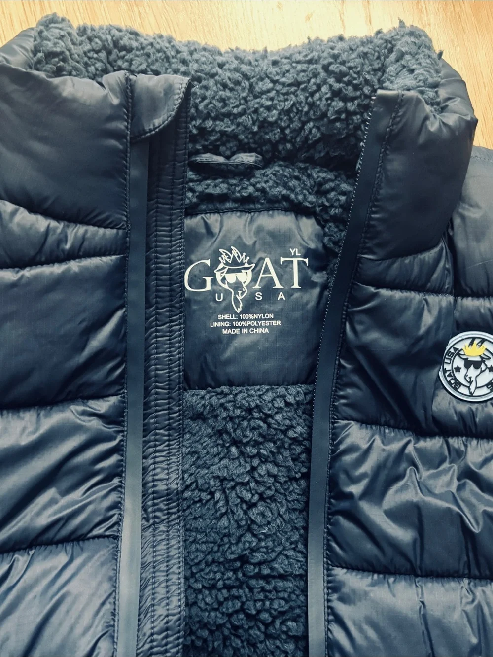 GOAT USA Boys Puffer Vest - Youth L - New Without Tags